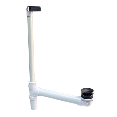 Westbrass Hidden Linear Overflow Sch. 40 PVC Tub Waste, W/ ADA Approved Tip-Toe Drain, in Polished Chrome 493244HLD-26